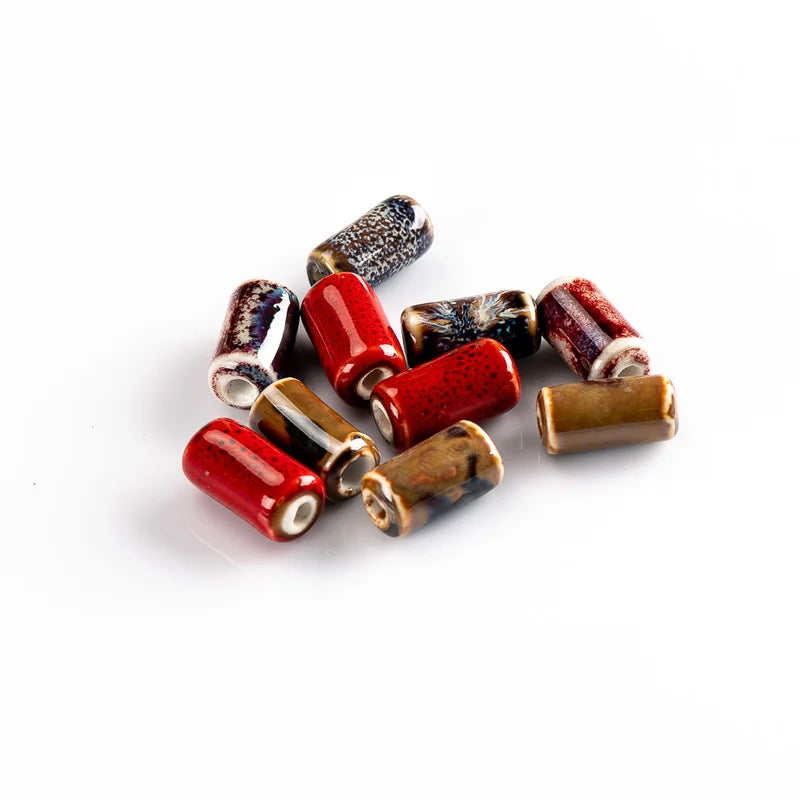Multicolor Cylindrical Ceramic Beads for Jewelry Making 17mm DIY Craft Supplies