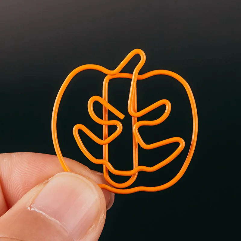 Halloween Ghost Paper Clips Set - Metal Pumpkin & Bat Shaped Office Clips, 20/50pcs
