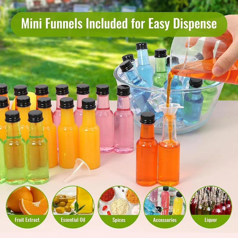 Mini Liquor Bottles Set 10/30/50/100pcs 1.7oz Plastic Spirit Bottles with Caps
