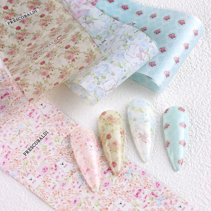 Summer Floral Nail Art Transfer Stickers - Wildflower & Starry Sky Designs