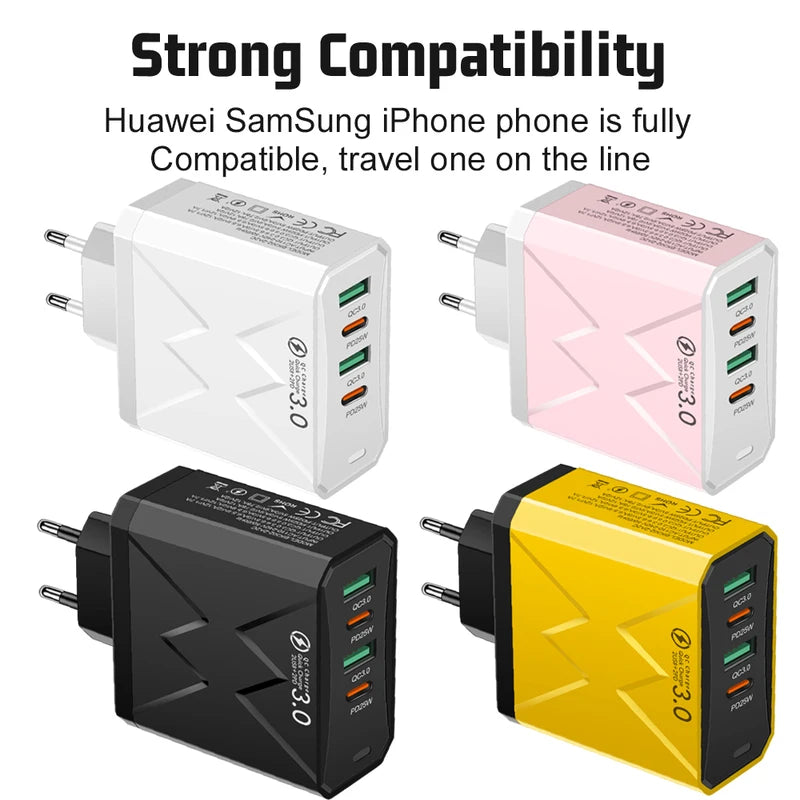 100W USB Type-C Fast Charging Wall Power Adapter Multi-Device Travel Charger