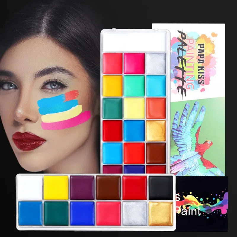 20 Colors Face and Body Paint Set Non-Toxic Safe for Kids Halloween Cosplay Party Art