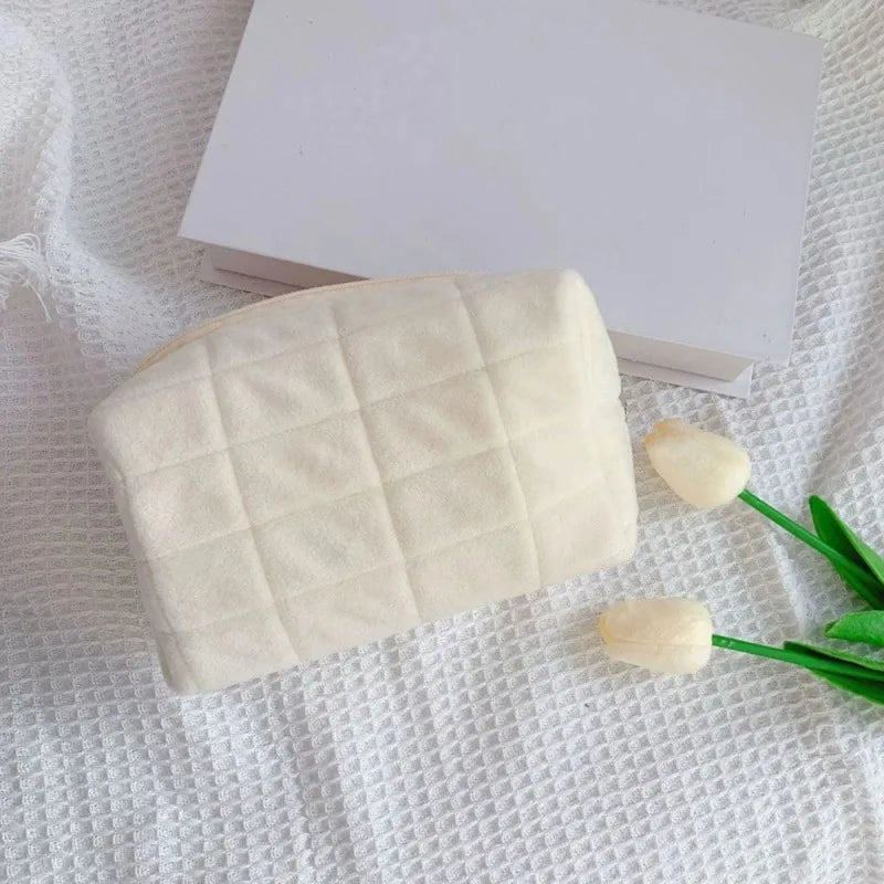 Small Cosmetic Bag for Travel and Makeup Storage - Portable Plush Organizer