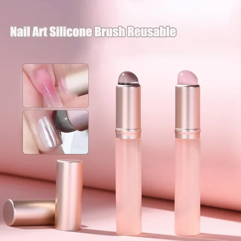 Reusable Nail Art Silicone Brush for Powder Pigment and Mirror Effects