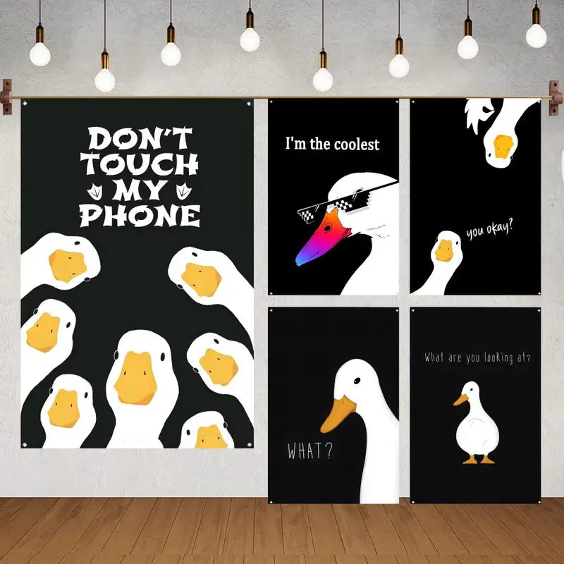 Indoor Decoration Flags with No Edging & Corner Rings - Cute Funny Duck