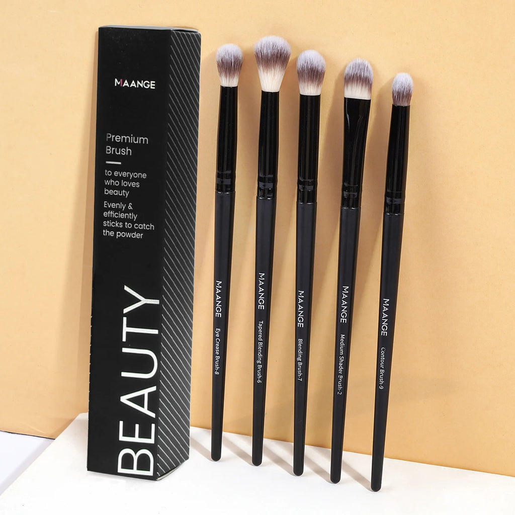 5-Piece Eye Makeup Brush Set for Eyeshadow & Contouring - Synthetic Hair