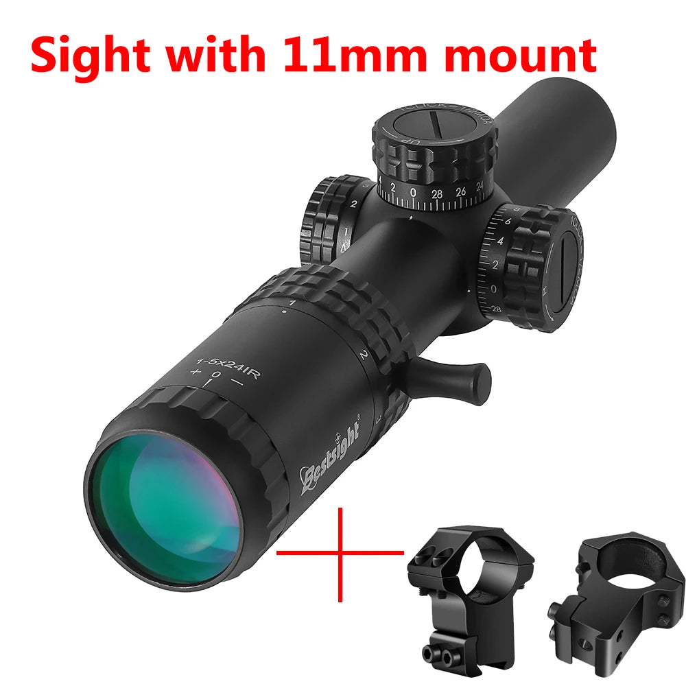 1-5X24 Tactical Scope with Red & Green Illuminated Reticle for Hunting