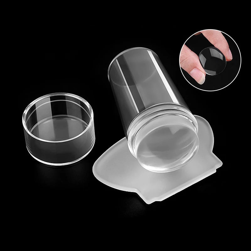 Nail Art Stamping Plates Kit with Clear Jelly Stamper and Scraper for French Manicure Design