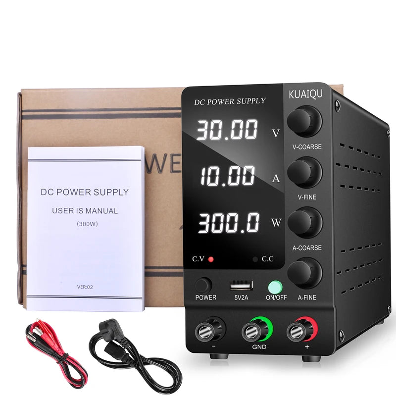 Adjustable DC Power Supply 30V 10A Lab Bench Power Regulator with Digital Display