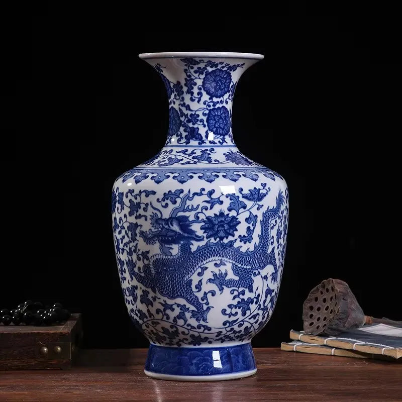 Blue and White Ceramic Vase 32cm Chinese Porcelain Home Decor Shelf Table