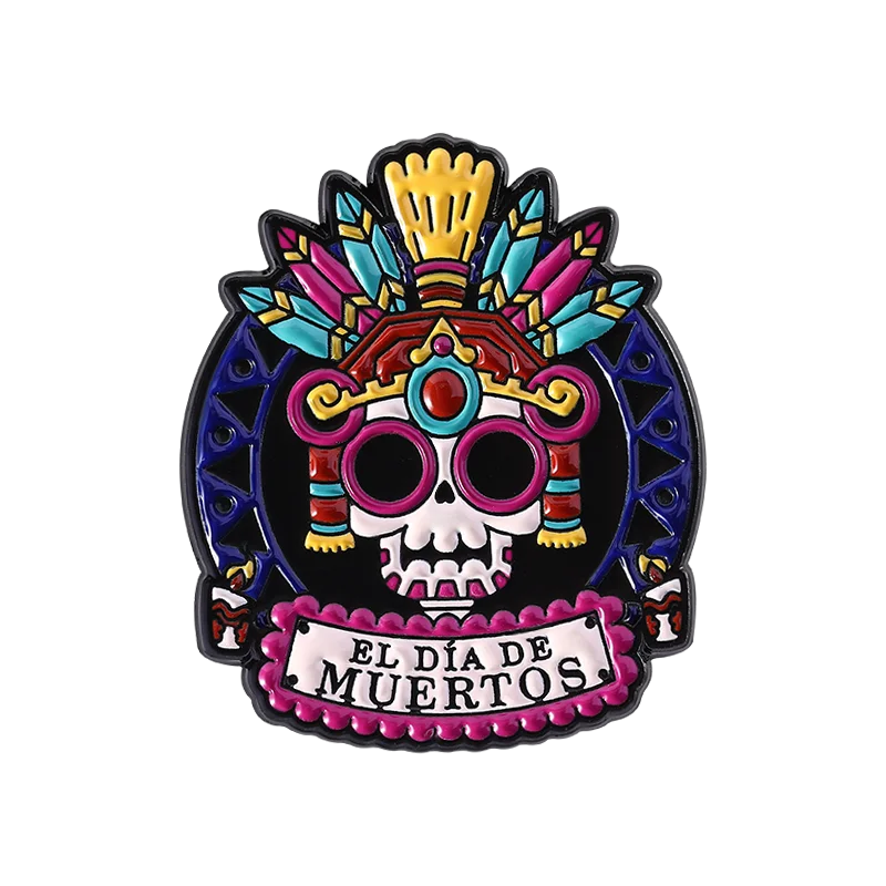 Mexican Day of the Dead Skeleton Calavera Enamel Pin Brooch Jewelry Gift