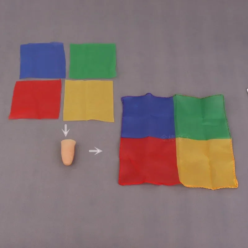 Magic Trick Scarves Set - Four To One Silk Transformation for Close-Up Illusions