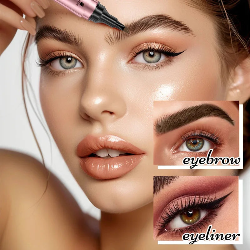 Waterproof 4-in-1 Eyebrow & Eyeliner Pencil Set - Microblading & Fine Sketch Makeup