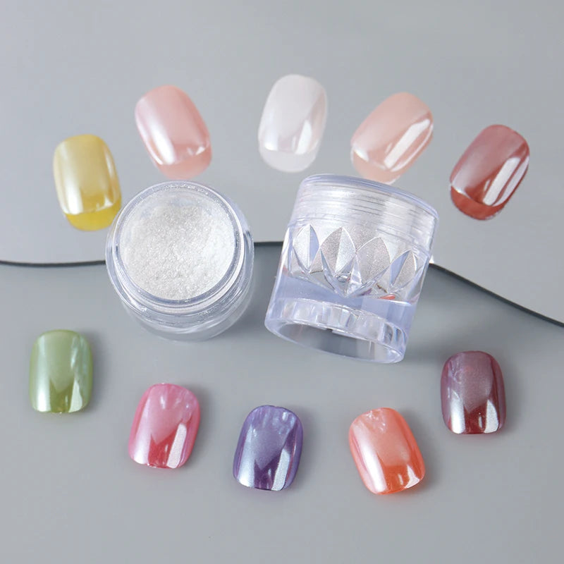 Pearl White Nail Glitter Dust Chrome Powder for Mirror & Gradient Nail Art