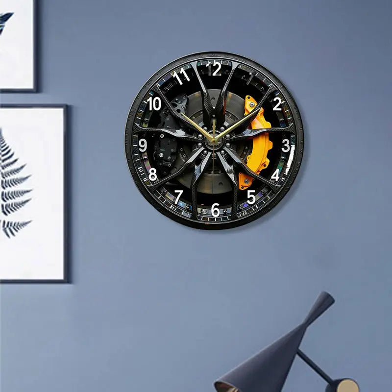 2D Car Wheel Wall Clock - Silent Modern Acrylic Decoration for Home & Classroom