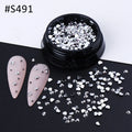 Silver Heart Nail Charms 3D Metal Flat Love Nail Art Decorations Set
