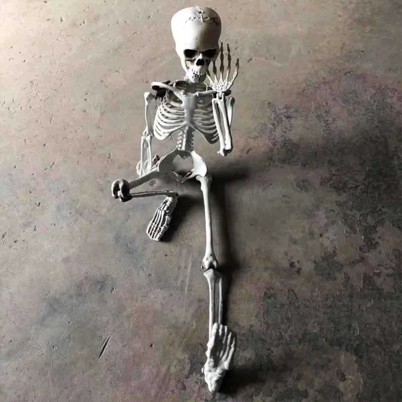 Full Size Movable Skeleton Skeleton Sculpture for Halloween Yard Garden Patio Decor