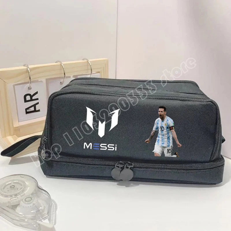 Football Star Pencil Case Large Capacity Multi-Layer Organizer for Students