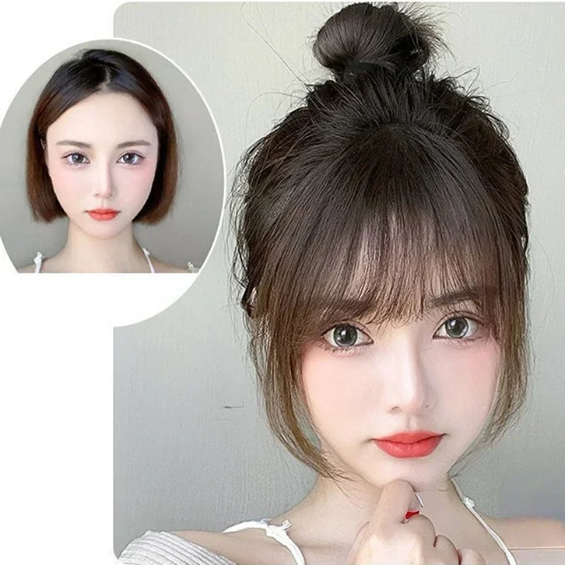 Women Clip-In Fake Bangs Hairpiece, Synthetic Fringe for Styling, Natural Look