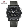 Men's Dual Display Sport Quartz Wristwatch Waterproof Leather Strap
