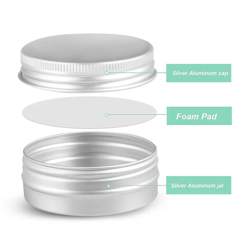 Aluminum Cosmetic Jars - 50pcs Metal Empty Containers for Lip Balm & Face Care