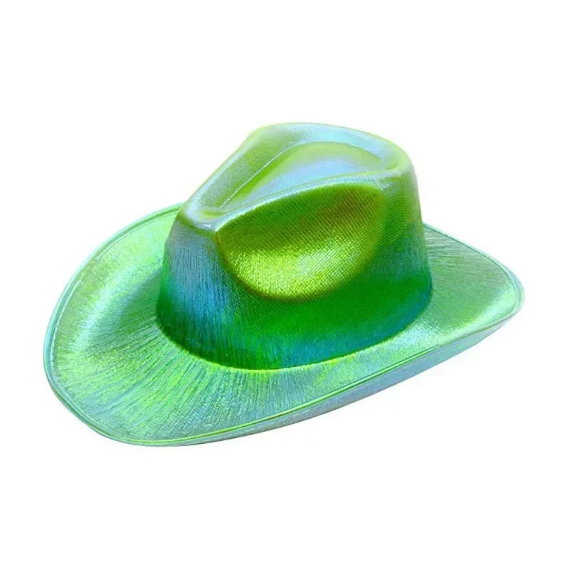 Neon Flash Cowboy Hat for Parties and Halloween - Colorful Space Cowboy Hat with LED Lights