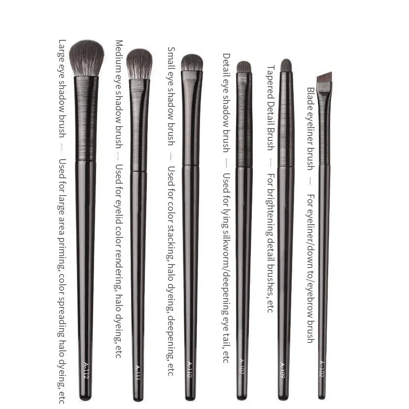Natural Eye Makeup Brush Set with Eyeliner, Eyebrow, Blending & Detail Brushes