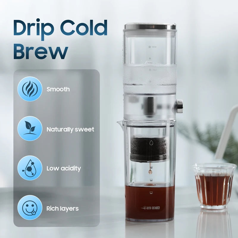 Portable Cold Brew Coffee Maker 400ml Iced Coffee Brewer Camping Tool