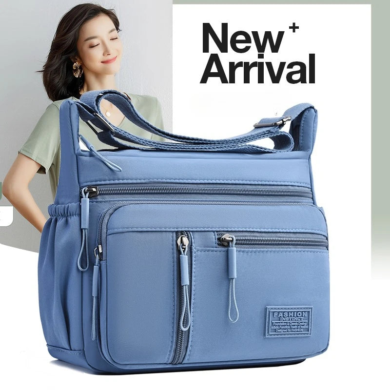 Large Capacity Waterproof Nylon Crossbody Bag for Women Multi-Pocket Shoulder Messenger