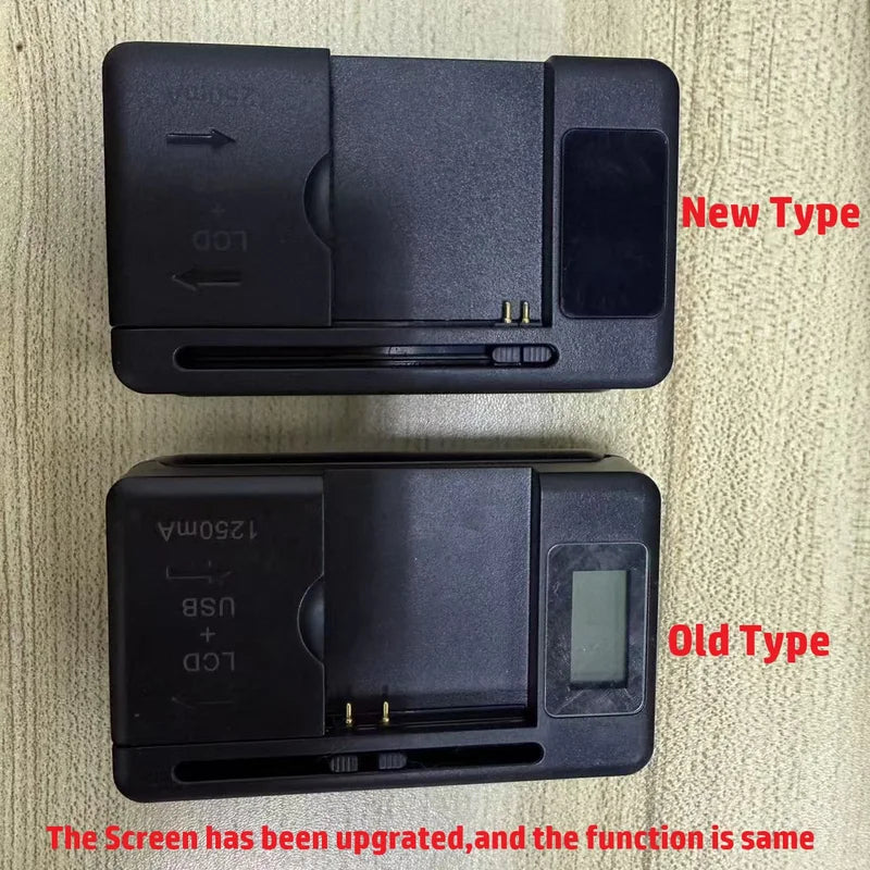 Universal Battery Charger with LCD Screen USB Port for 32-55mm Lithium-Ion Batteries, Multi-Voltage US UK EU Plug