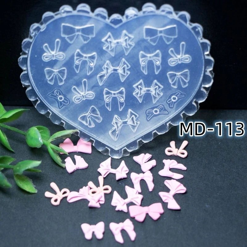 Reusable 3D Silicone Nail Art Mold for DIY Manicure Decor - Camellia Butterfly Bow