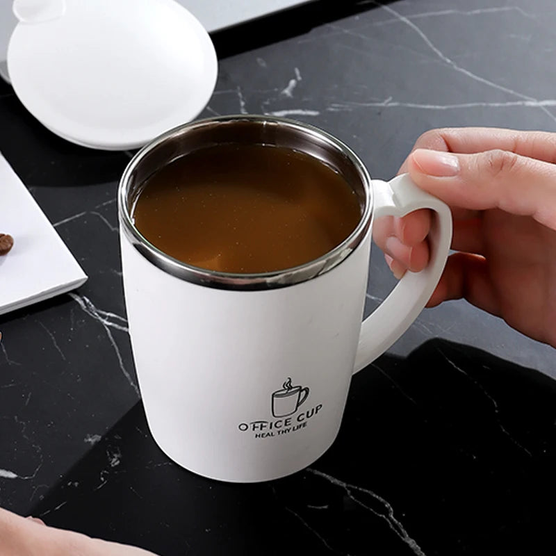 350ml Insulated Stainless Steel Coffee Mug with Handle Leak-Proof Vacuum Flask