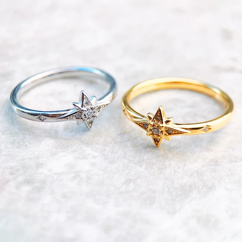 Sterling Silver Star Ring for Women Europe Style Trendy Jewelry Gift