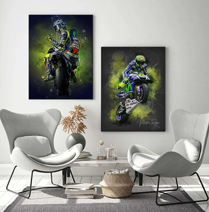Abstract Motorcycle Canvas Wall Art Poster for Living Room & Home Decor
