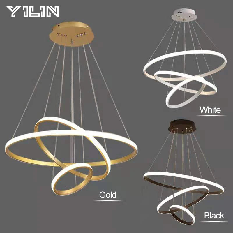Modern Circular LED Pendant Chandelier for Living & Dining Rooms - Adjustable Brightness