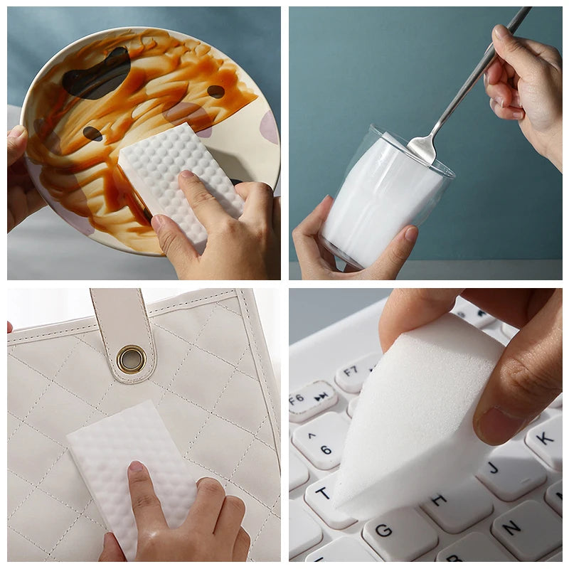 Multi-Use Magic Sponge Eraser - White Melamine Cleaning Tool for Kitchen Bathroom Office