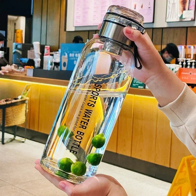 Large Capacity Glass Water Bottle with Leakproof Lid and Insulated Sleeve - Multiple Colors
