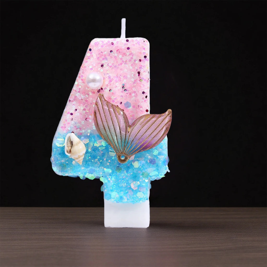 Digital Birthday Candles - Pink Blue Gradient Shell Design for Cake Toppers