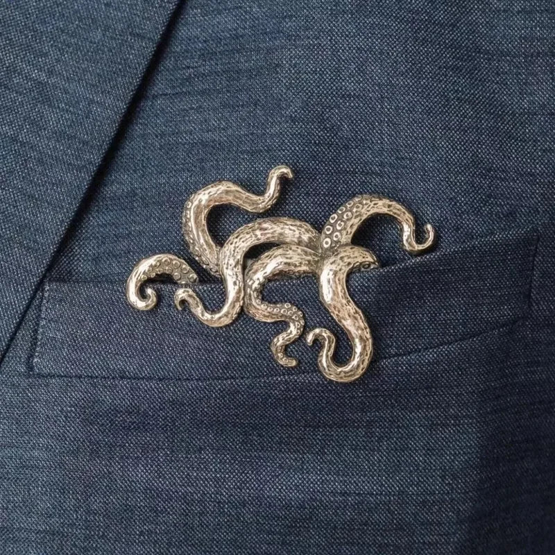 Creative Crocodile Tiger Octopus Animal Brooches for Men Women - Retro Jewelry