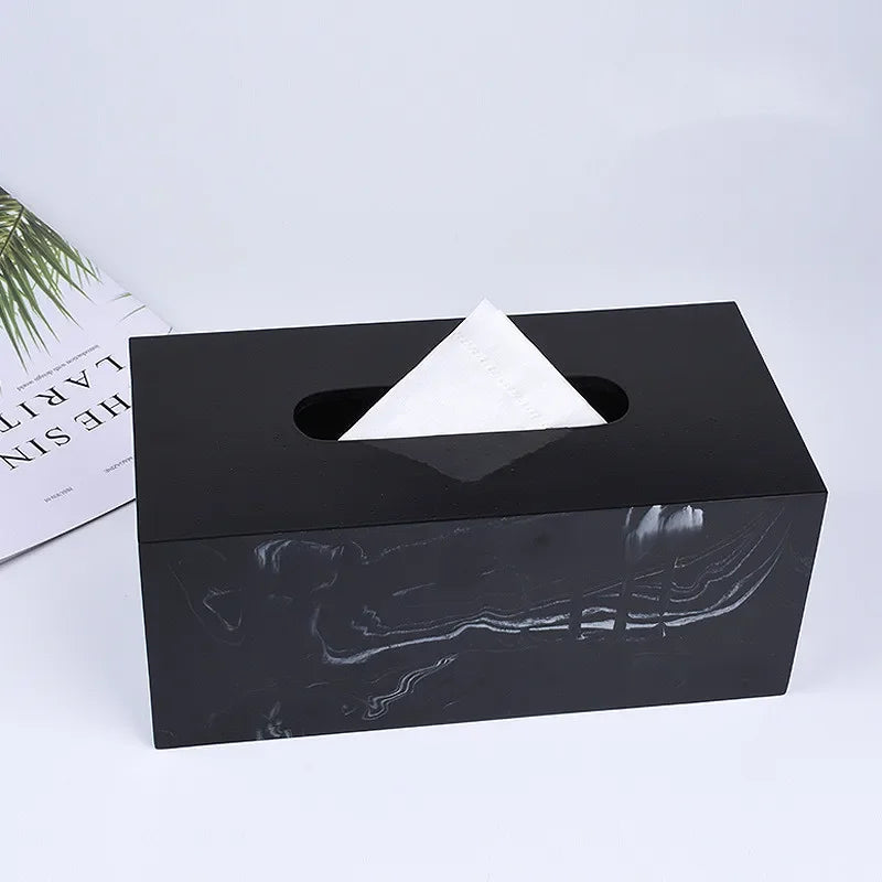 Resin Tissue Box Holder for Bathroom Kitchen Living Room - Black & White