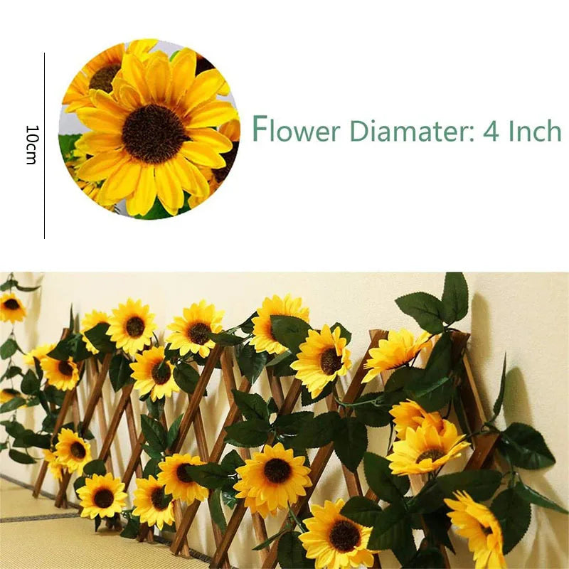 Artificial Sunflower Vine for Wedding Christmas Decor - Fake Flower Rattan
