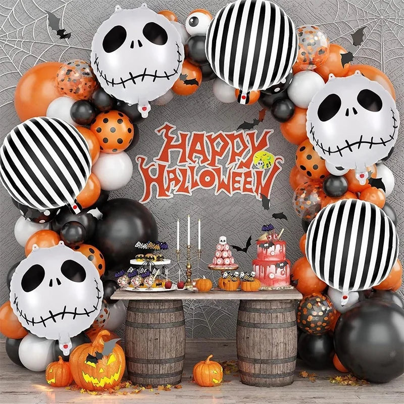 18-Inch Skeleton and Ghost Foil Balloons Halloween Party Decorations - 12 Pack