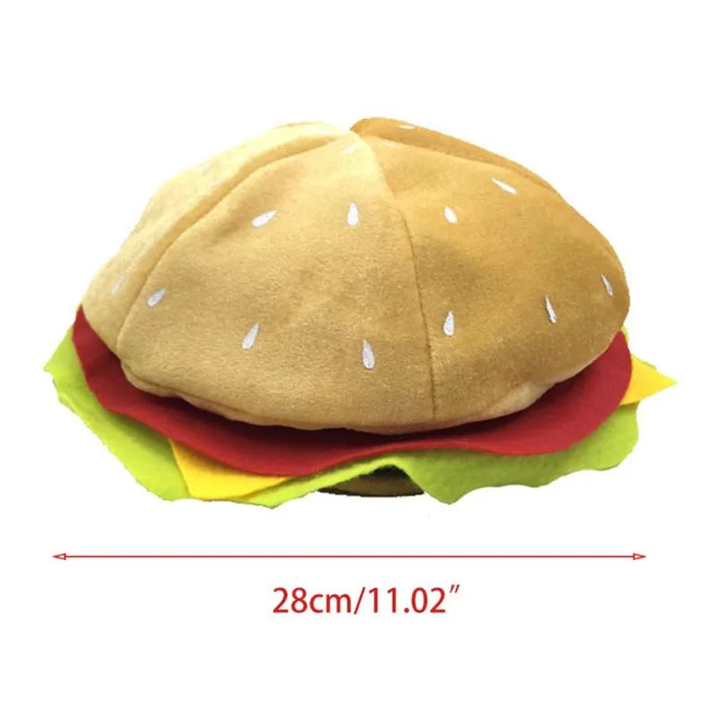 Cheeseburger Shaped Costume Hat for Women Halloween Party Food Beret Foodie Accessory
