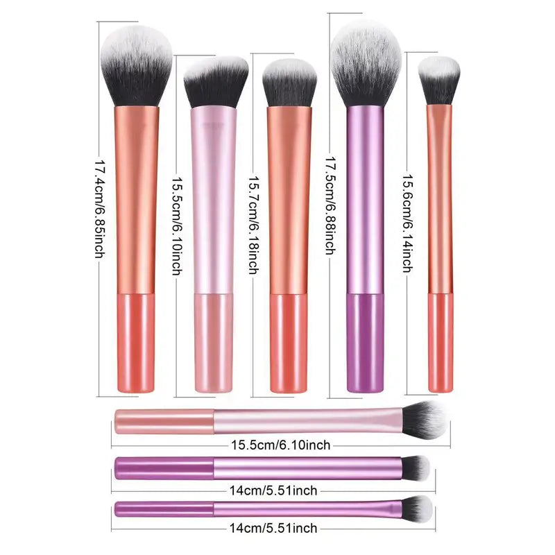 8-Piece Makeup Brush Set - Soft Synthetic Hair, Easy to Clean, Cruelty-Free, Foundation, Blush, Eyeshadow