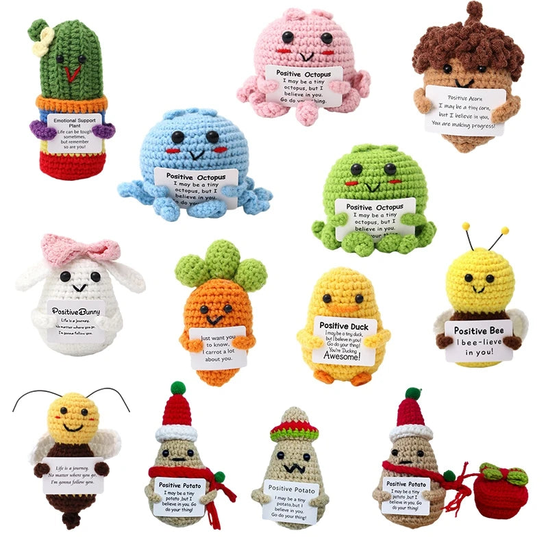 Crochet Animal Ornament Set - Woven Cartoon Decor for Room and Desk