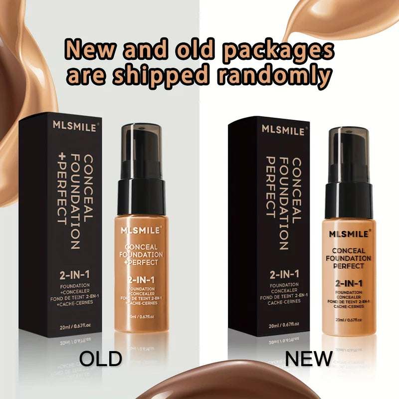2-in-1 Oil Control Liquid Foundation & Concealer - Full Coverage Waterproof Makeup