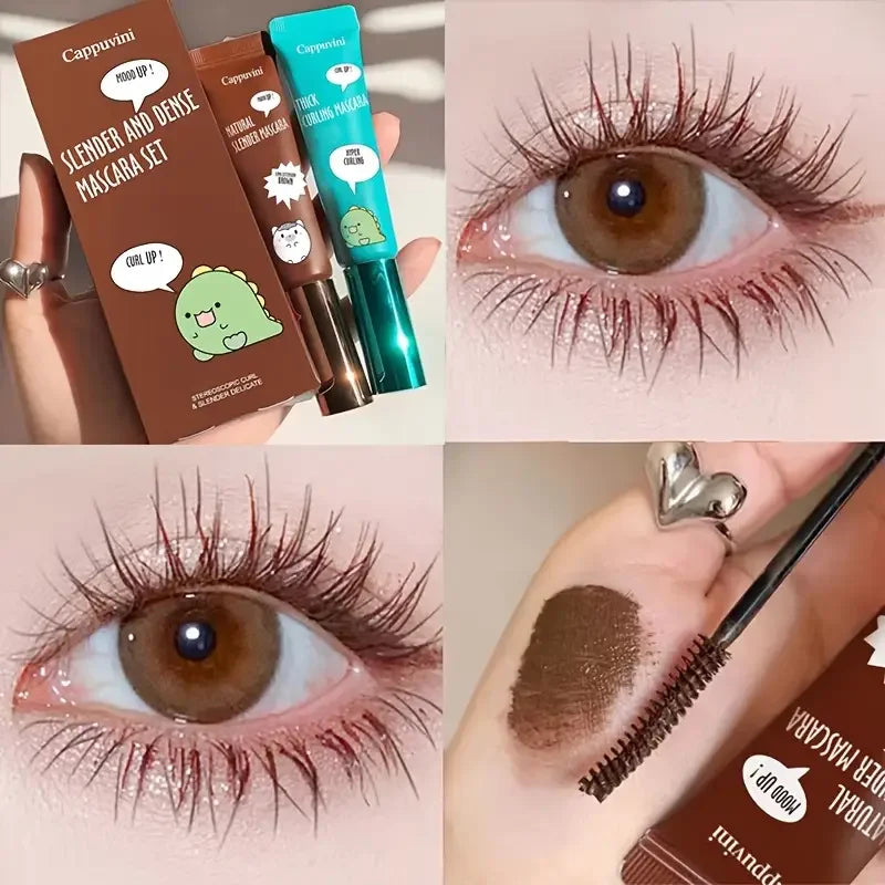 Waterproof & Long-Lasting Curl Mascara Set - Brown & Black Eyelash Makeup