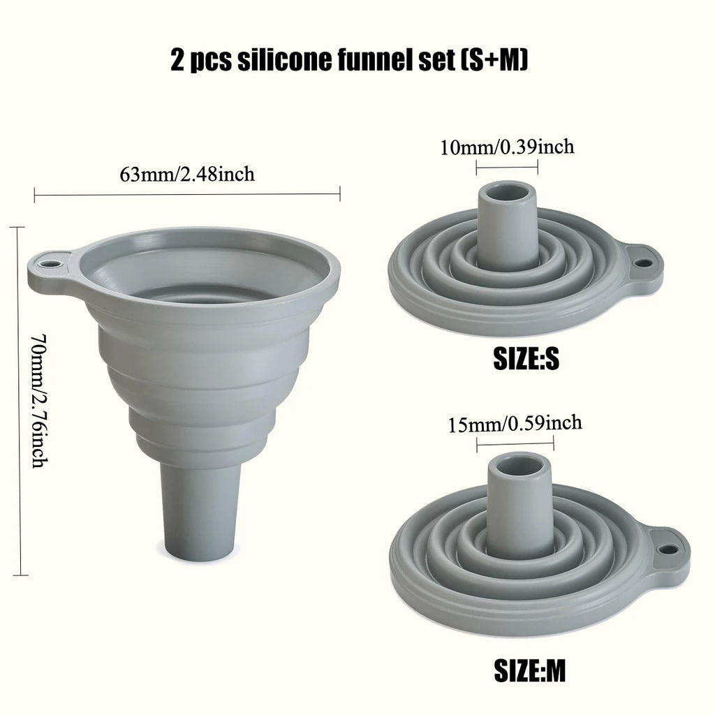 Stainless Steel Kitchen Funnels Set with Silicone & Wide Mouth Options - Food-Grade Accessory