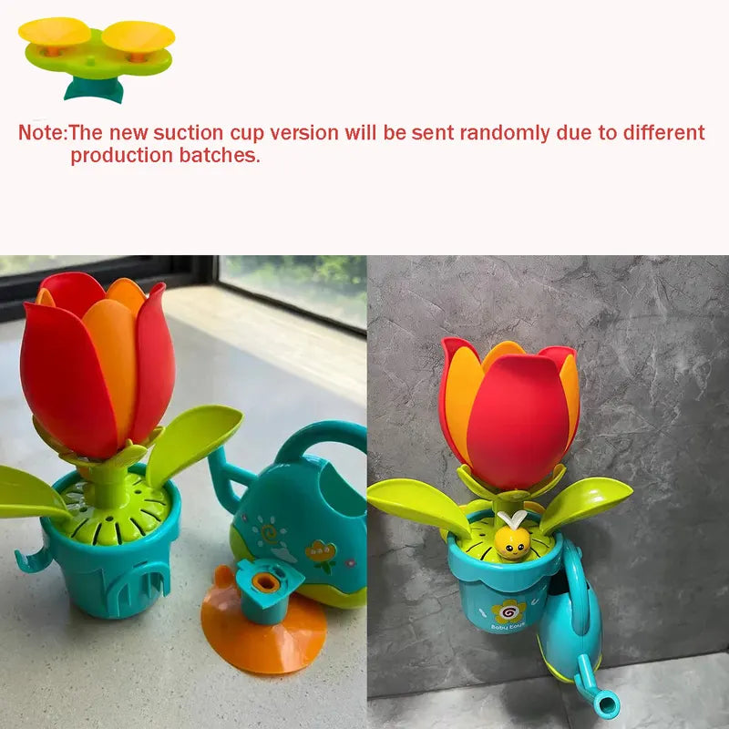 Baby Bath Toy Waterwheel with Suction Cup - Duck & Flower Shapes for Shower & Tub - Unisex Kid Gift