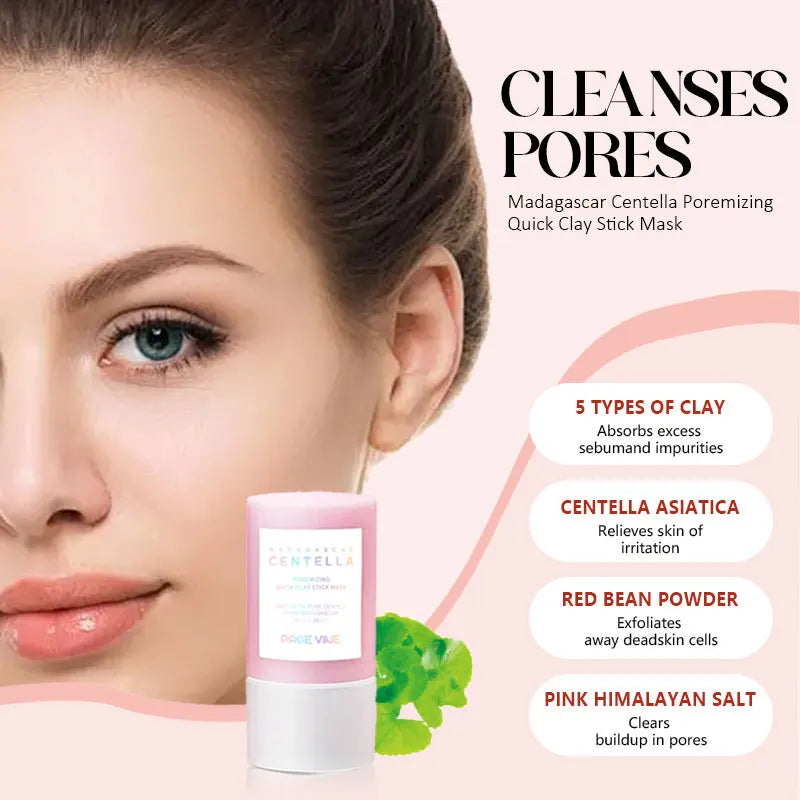 Pink Salt Facial Cleansing Mud Stick - Deep Pore Detox & Skin Softening